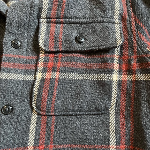 Madewell Men's Plaid Brushed Easy Shirt Jacket - Italian Fabric Maroon & Gray - Picture 11 of 11